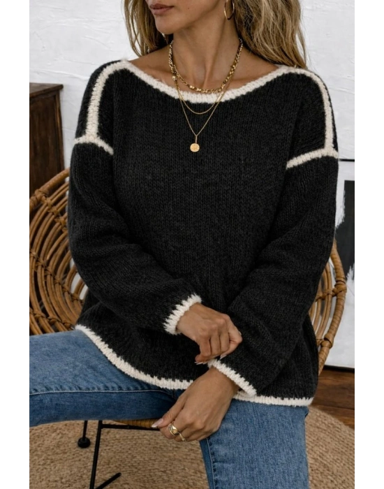 Kadın Uzun Kollu Kayık Yaka Triko Bluz