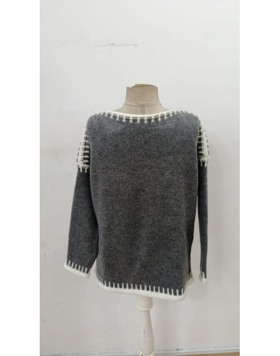 Kadın Uzun Kollu Kayık Yaka Triko Bluz