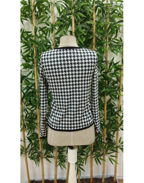 Kadın Uzun Kollu Kaz Ayağı Desenli şardonlu Dalgıç Ceket