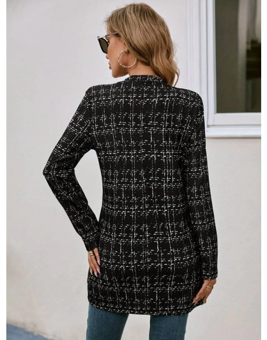 Kadın Uzun Kollu Kırlangıç Yaka önü Açık şanel Ceket