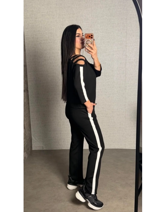 Kadın Uzun Kollu Kolu Tül Yanları şerit Detay Modal Ikili Takım