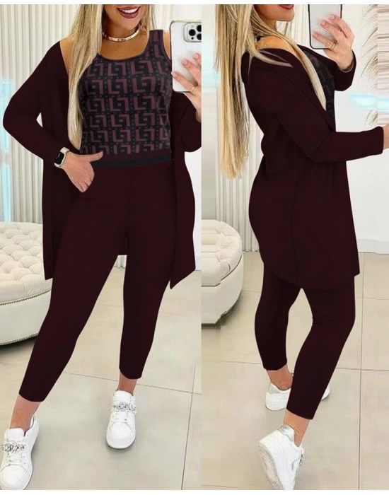 Kadın Uzun Kollu Krep üçlü Takım