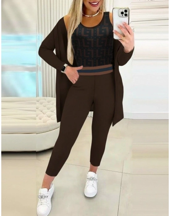 Kadın Uzun Kollu Krep üçlü Takım