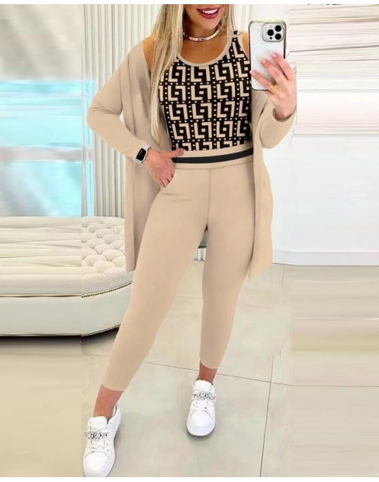 Kadın Uzun Kollu Krep üçlü Takım