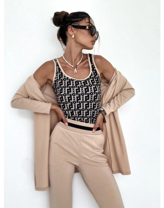 Kadın Uzun Kollu Krep üçlü Takım