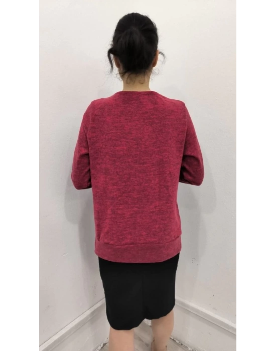 Kadın Uzun Kollu Kruvaze Yaka Kol Ve Etek Ucu Manşet Detay Yumoş Bluz