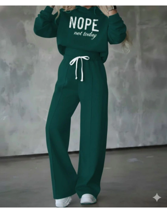 Kadın Uzun Kollu Nope Baskılı Beli Ribanalı Ikili Takım