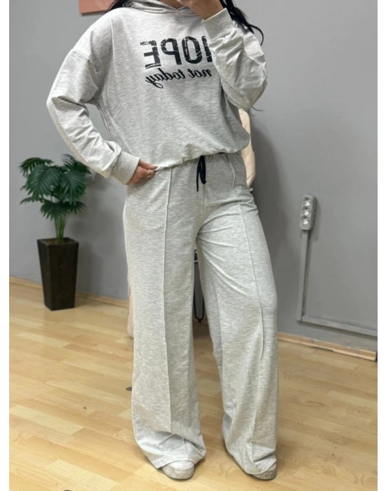 Kadın Uzun Kollu Nope Baskılı Beli Ribanalı Ikili Takım