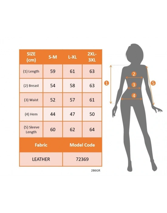 Kadın Uzun Kollu önden Fermuarlı Deri Kısa Ceket