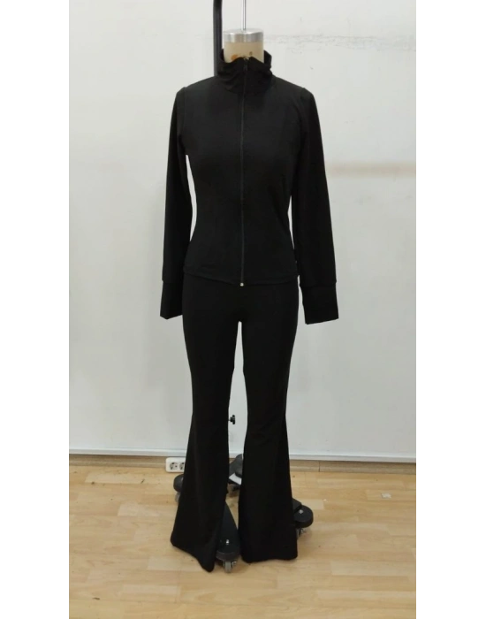 Kadın Uzun Kollu önden Fermuarlı Kısa Dalgıç Bluz Ve Pantolon Ikili Takım