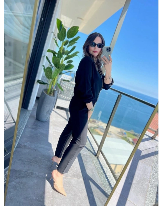 Kadın Uzun Kollu önden Fermuarlı Modal Ceket Ve Pantolon Ikili Takım