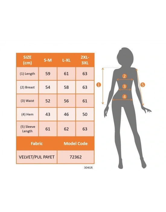 Kadın Uzun Kollu önü Açık Fermuarlı Pulpayetli Kadife Ceket