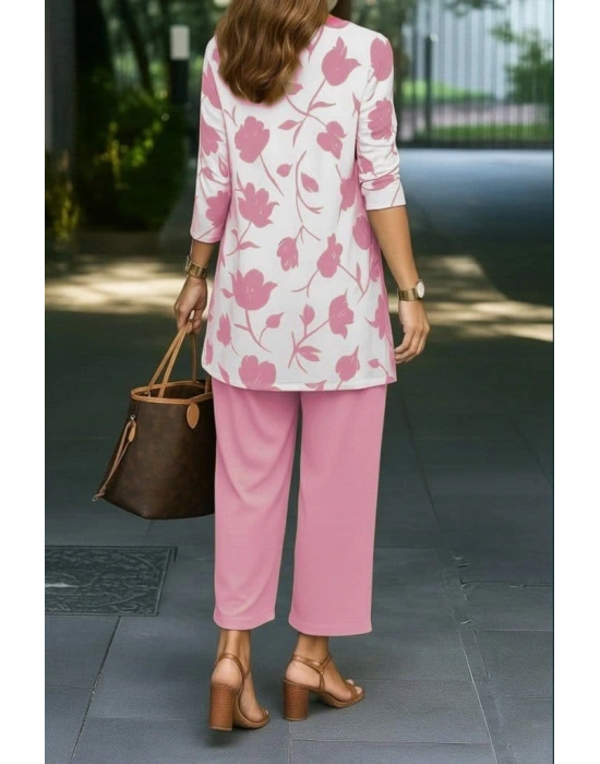 Kadın Uzun Kollu önü Açık Modal Ceket Kolsuz Viskon Iki Iplik Bluz Ve Pantolon üçlü Takım