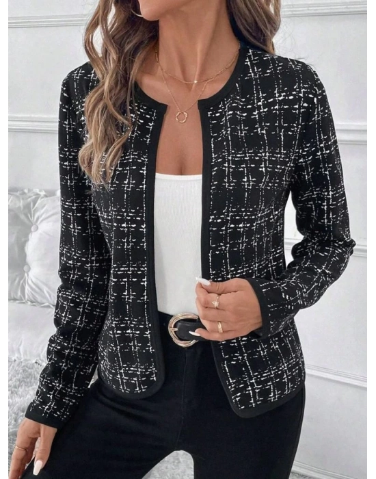 Kadın Uzun Kollu önü Açık şanel Kısa Ceket