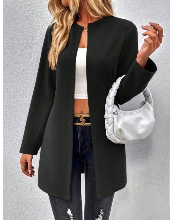Kadın Uzun Kollu önü Açık Uzun Modal Ceket