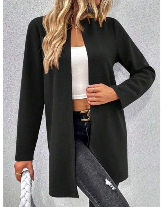 Kadın Uzun Kollu önü Açık Uzun Modal Ceket