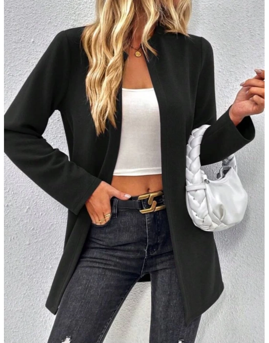 Kadın Uzun Kollu önü Açık Uzun Modal Ceket