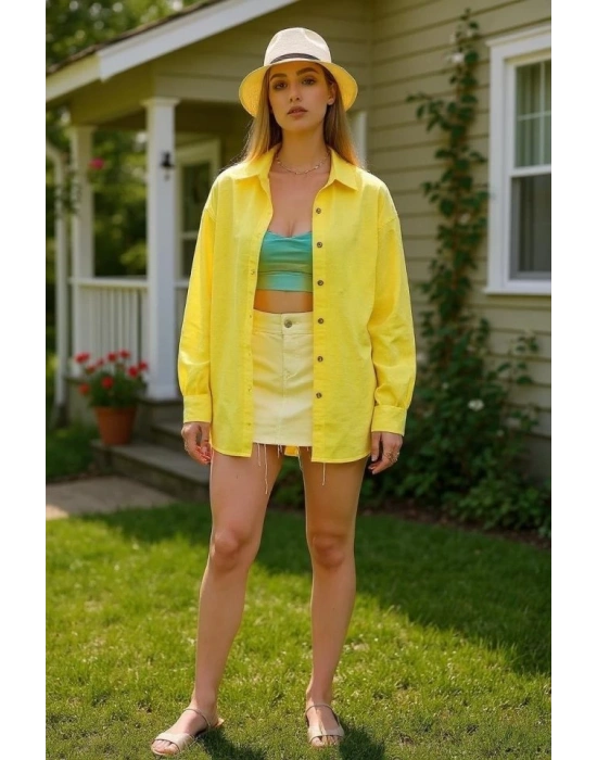 Kadın Uzun Kollu Oversize Gömlek