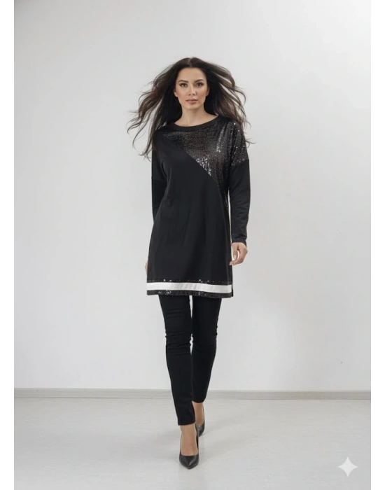 Kadın Uzun Kollu Pulpayet Detay Bluz