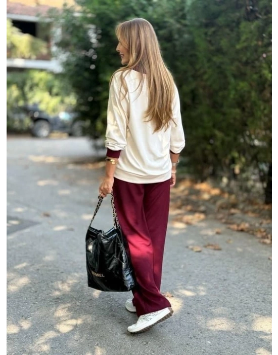 Kadın Uzun Kollu Ribanali Cep Detay Hırka Ve Bol Paça Pantolon Ikili Takım