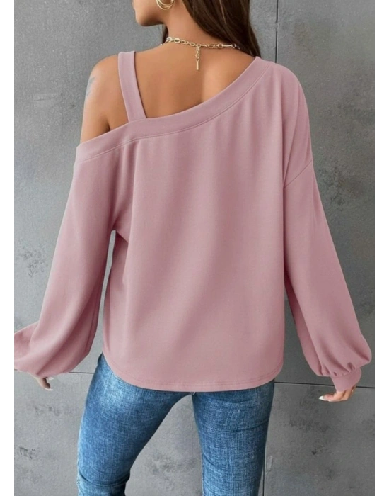 Kadın Uzun Kollu Tek Omuz Askı Detay Salaş Dalgıç Bluz
