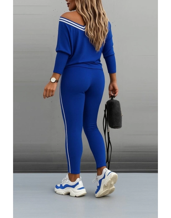 Kadın Uzun Kollu Tek Omuzu Açık Detaylı Viskon Iki Iplik Bluz Ve Pantolon Ikili Takım