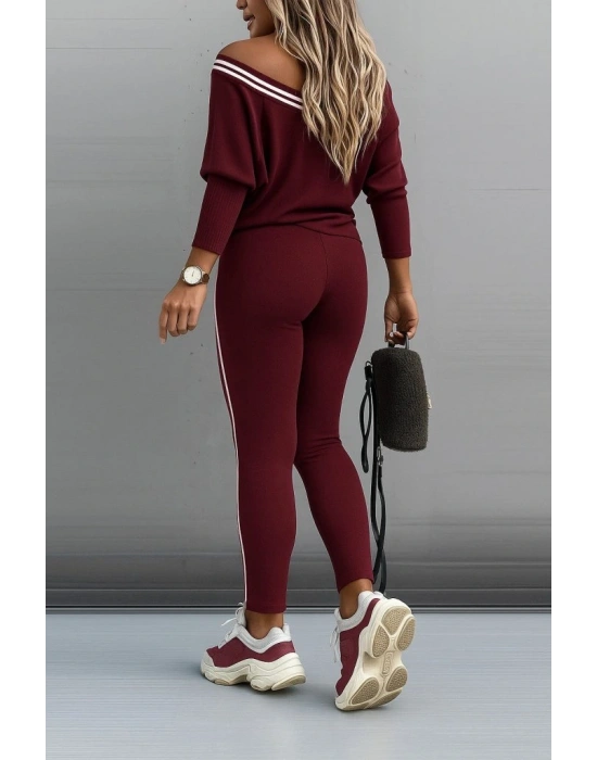 Kadın Uzun Kollu Tek Omuzu Açık Detaylı Viskon Iki Iplik Bluz Ve Pantolon Ikili Takım