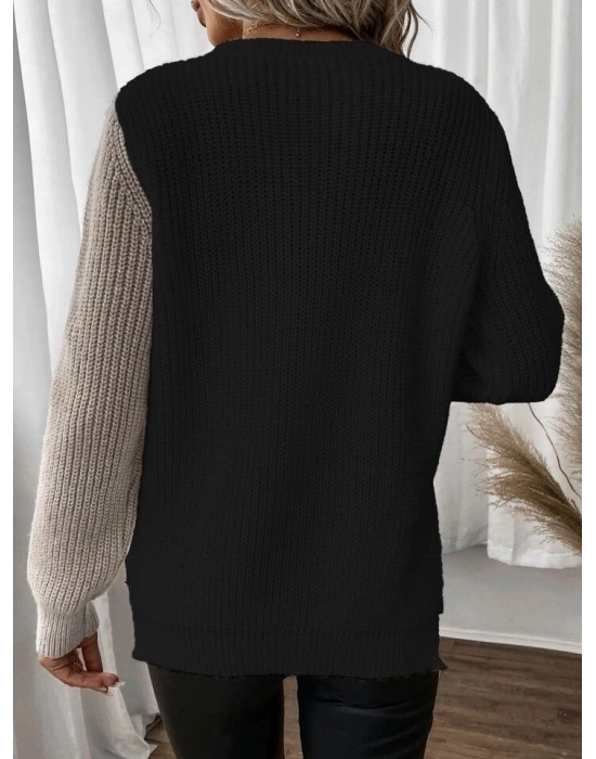 Kadın Uzun Kollu üç Renk Triko Bluz