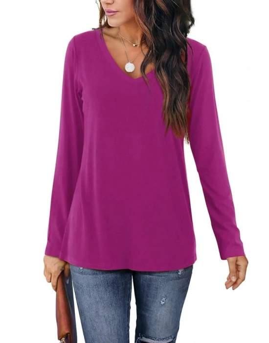 Kadın Uzun Kollu V Yaka Bluz