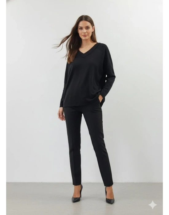 Kadın Uzun Kollu V Yaka Bluz