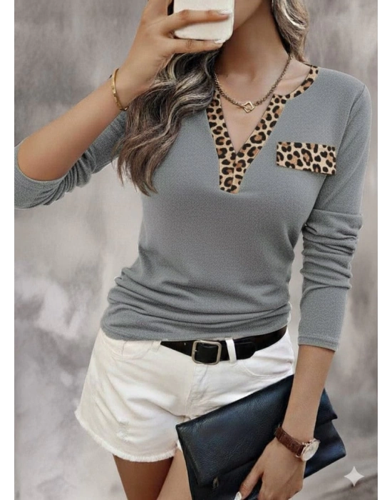 Kadın Uzun Kollu V Yakalı Kaşkorse Bluz