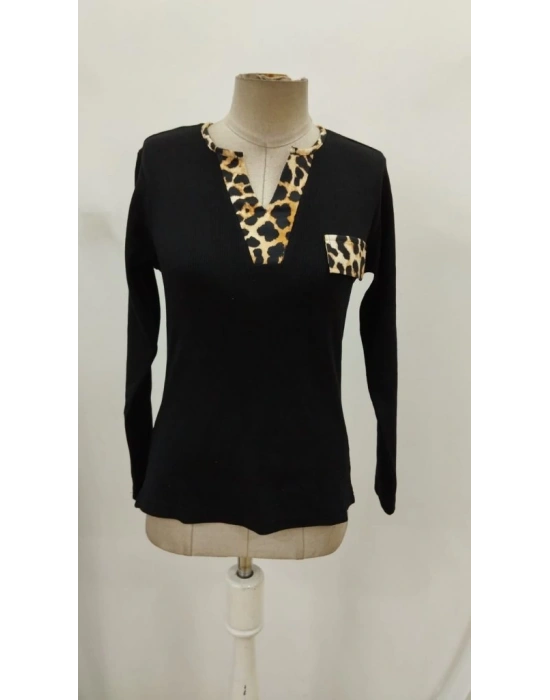 Kadın Uzun Kollu V Yakalı Kaşkorse Bluz