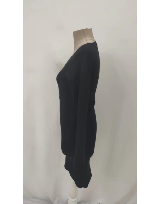 Kadın Uzun Kollu V Yakalı Kısa Kaşkorse Elbise