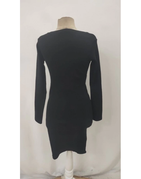 Kadın Uzun Kollu V Yakalı Kısa Kaşkorse Elbise