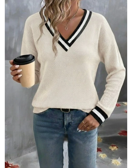 Kadın Uzun Kollu V Yakalı Waffle Bluz