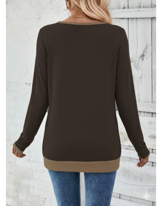 Kadın Uzun Kollu V Yakalı Yandan Düğmeli Yün Viskon Bluz