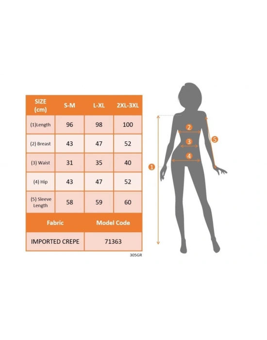 Kadın Uzun Kollu V Yakalı Yandan Yırtmaçlı Midi Ithal Krep Elbise