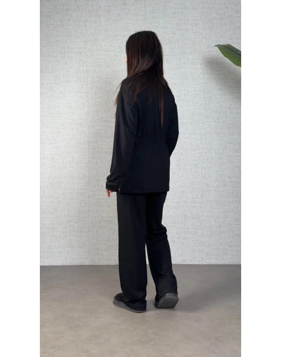 Kadın Uzun Kollu Yaka Ve Büzgü Detay Tunik Ve Pantolon Ikili Takım