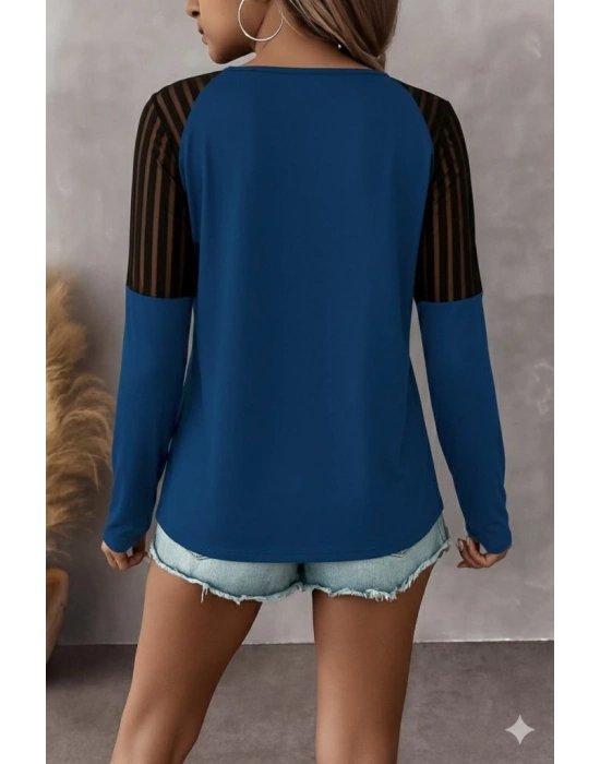 Kadın Uzun Kollu Yakadan Fermuarlı Viskon Bluz