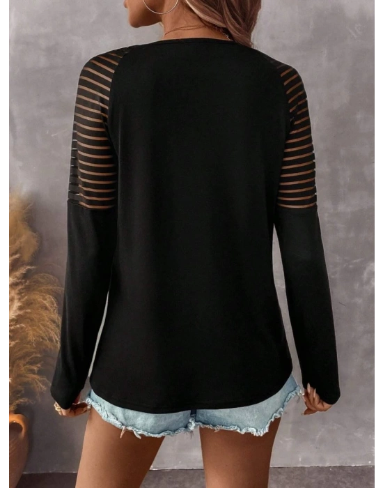 Kadın Uzun Kollu Yakadan Fermuarlı Viskon Bluz