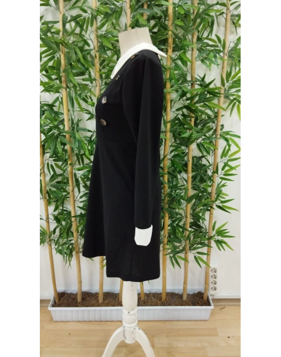 Kadın Uzun Kollu Yakalı A Kesim Kısa Ithal Krep Elbise