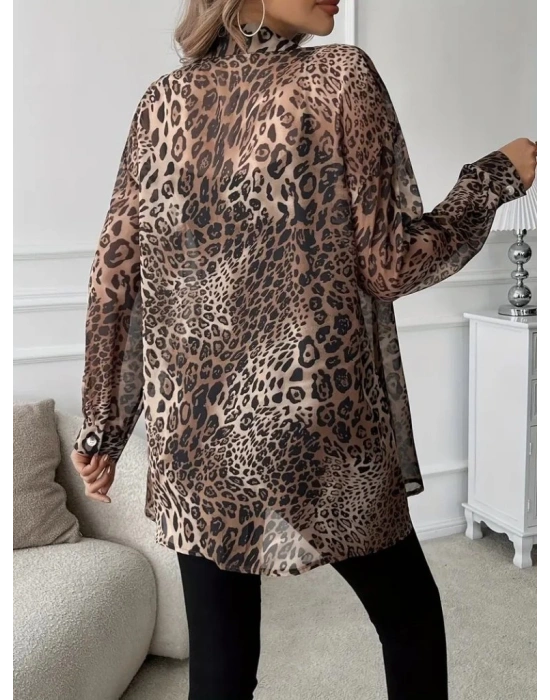 Kadın Uzun Kollu Yakalı önden Düğmeli şifon Gömlek