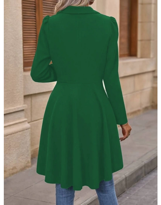 Kadın Uzun Kollu Yakalı önden Düğmeli Uzun Atlas Blazer Ceket