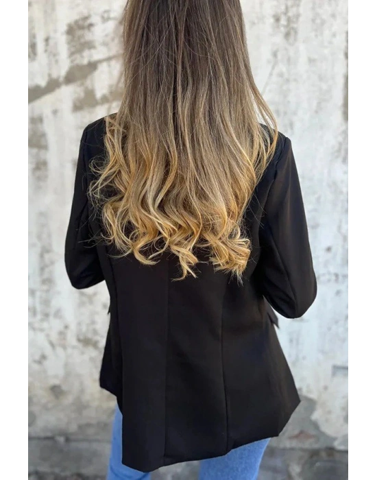 Kadın Uzun Kollu Yakalı önü Açık Leopar Desen Detaylı Astarlı Atlas Ceket