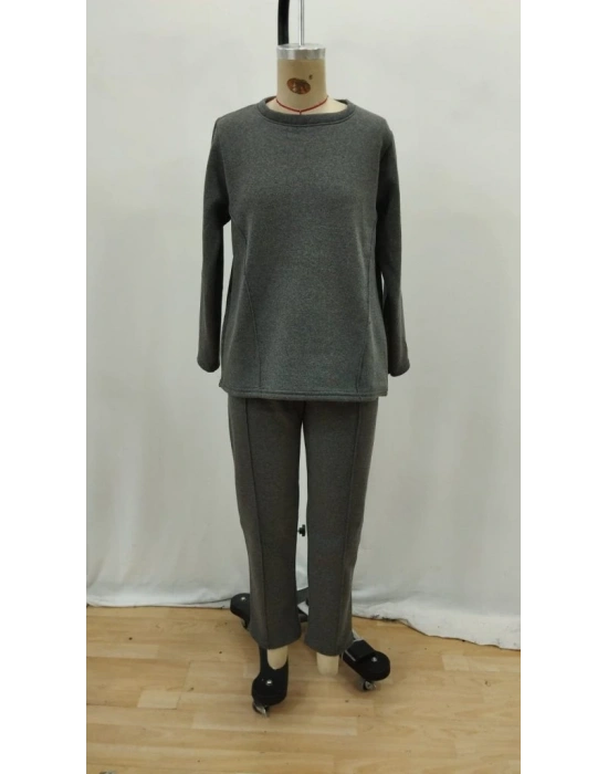 Kadın Uzun Kollu Yanları Nervurlu Viskon Iki Iplik Ve Pantolon Ikili Takım