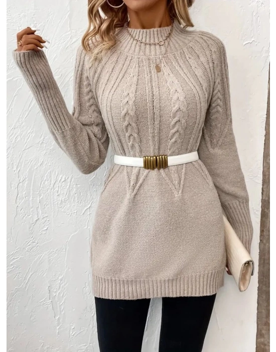 Kadın Uzun Kollu Yarı Balıkçı Yaka Triko Bluz