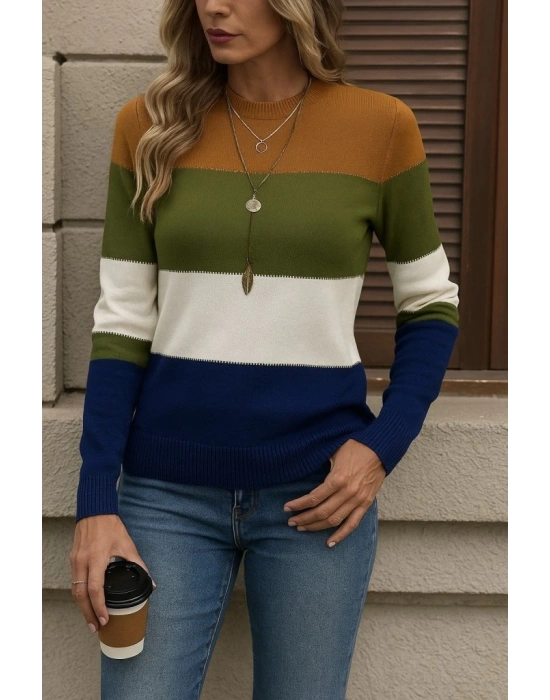 Kadın Uzun Kollu Yarı Balıkçı Yaka Triko Kazak