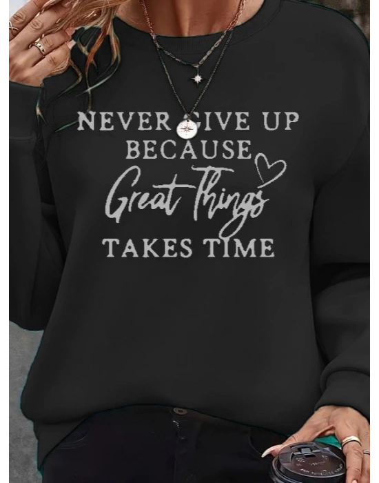 Kadın Uzun Kollu Yuvarlak Yaka Iki Iplik şardonlu Bluz