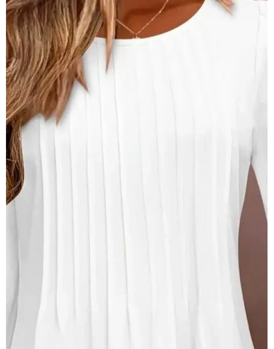 Kadın Uzun Kollu Yuvarlak Yaka Nervürlü Bluz