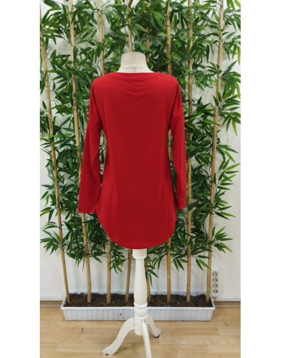 Kadın Uzun Kollu Yuvarlak Yaka Salaş Iki Iplik Bluz